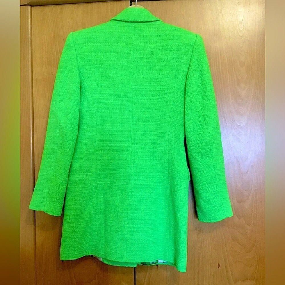 Neon Green Tailored Textured Blazer Dress - Small - Picture 9 of 13